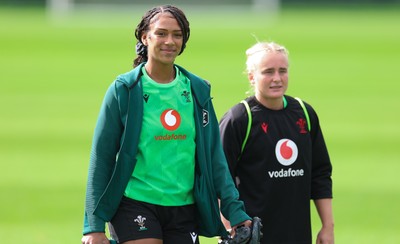 150926 Wales Women Rugby Training Session - Nia Fajeyisan and Seren Singleton during a training session ahead of the WXV match against South Africa 