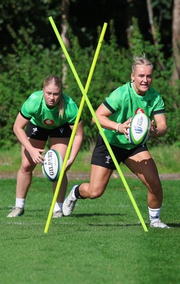150926 Wales Women Rugby Training Session - Seren Lockwood, front, and Seren Lockwood during a training session ahead of the WXV matches against South Africa and USA