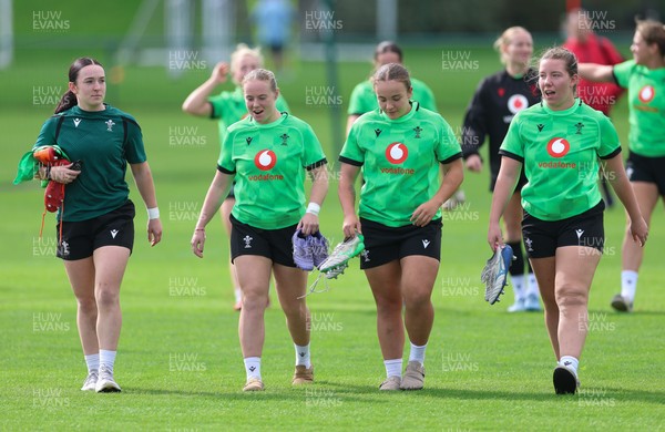 150926 Wales Women Rugby Training Session - Sian Jones, Savannah Picton-Powell, Shanelle Williams and Elan Jones during a training session ahead of the WXV matches against South Africa 