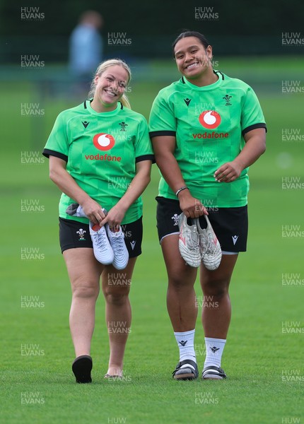150926 Wales Women Rugby Training Session - Kelsey Jones and Sisilia Tuipulotu during a training session ahead of the WXV matches against South Africa 