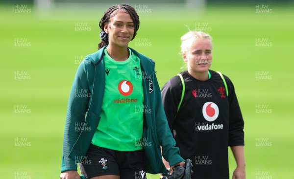 150926 Wales Women Rugby Training Session - Nia Fajeyisan and Seren Singleton during a training session ahead of the WXV match against South Africa 