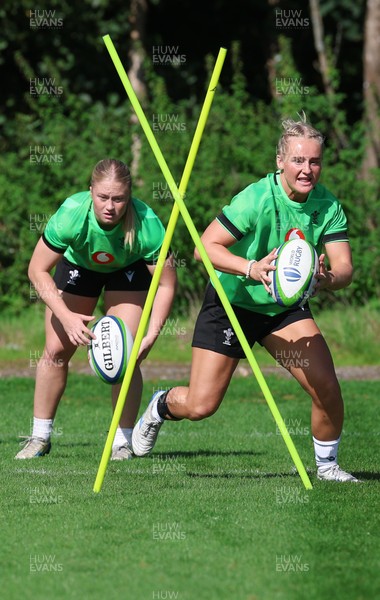 150926 Wales Women Rugby Training Session - Seren Lockwood, front, and Seren Lockwood during a training session ahead of the WXV matches against South Africa and USA