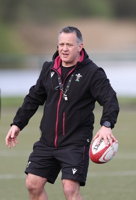 160424 - Wales Women Rugby Training - Shaun Connor, Wales Women attack coach, during a training session ahead of Wales’ Guinness Women’s 6 Nations match against France