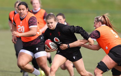 160424 - Wales Women Rugby Training - Mollie Wilkinson during a training session ahead of Wales’ Guinness Women’s 6 Nations match against France