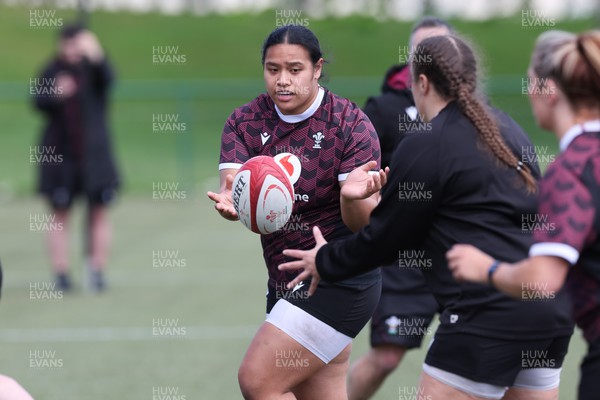 160424 - Wales Women Rugby Training - Sisilia Tuipulotu during a training session ahead of Wales’ Guinness Women’s 6 Nations match against France