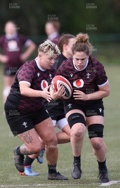 160424 - Wales Women Rugby Training - Donna Rose  and Natalia John during a training session ahead of Wales’ Guinness Women’s 6 Nations match against France