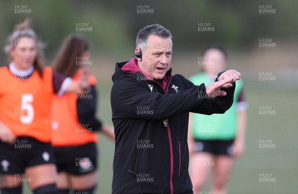 160424 - Wales Women Rugby Training - Shaun Connor, Wales Women attack coach, during a training session ahead of Wales’ Guinness Women’s 6 Nations match against France