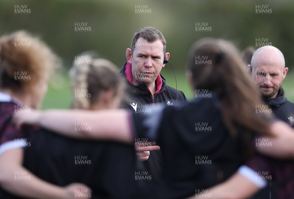 160424 - Wales Women Rugby Training -  Ioan Cunningham, Wales Women head coach, during a training session ahead of Wales’ Guinness Women’s 6 Nations match against France