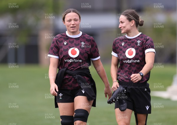 161023 - Wales Women Rugby Training Session - Alisha Butchers and Jazz Joyce during a training session at NZCIS ahead of their first WXV1 match against Canada in Wellington 
