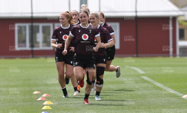 161023 - Wales Women Rugby Training Session - Jazz Joyce leads the way during a training session at NZCIS ahead of their first WXV1 match against Canada in Wellington 