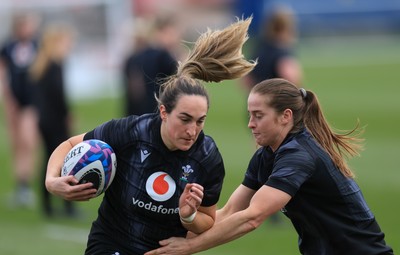 170325 Wales Women 6 Nations Rugby Training - Courtney Keight takes on Lisa Neumann during training ahead of the opening Women’s Six  Nations match against Scotland