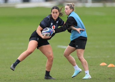 170325 Wales Women 6 Nations Rugby Training - Ffion Lewis and Keira Bevan during training ahead of the opening Women’s Six Nations match against Scotland