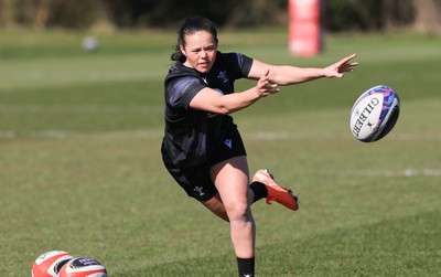 180325 Wales Women Rugby Training - Meg Davies during a Wales training session ahead of the opening Women’s Six Nations match against Scotland