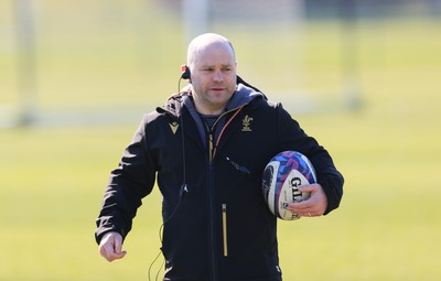 180325 Wales Women Rugby Training - Sean Lynn, Wales Women head coach during a Wales training session ahead of the opening Women’s Six Nations match against Scotland