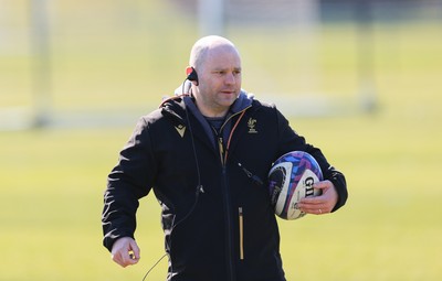 180325 Wales Women Rugby Training - Sean Lynn, Wales Women head coach during a Wales training session ahead of the opening Women’s Six Nations match against Scotland