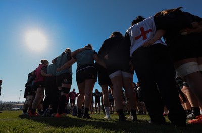 180325 Wales Women Rugby Training -  Wales Women warm up during a Wales training session ahead of the opening Women’s Six Nations match against Scotland