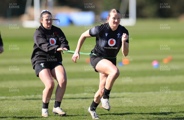 180325 Wales Women Rugby Training - Carys Cox and Kayleigh Powell during a Wales training session ahead of the opening Women’s Six Nations match against Scotland