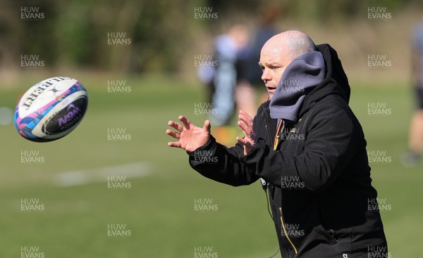 180325 Wales Women Rugby Training - Sean Lynn, Wales Women head coach during a Wales training session ahead of the opening Women’s Six Nations match against Scotland