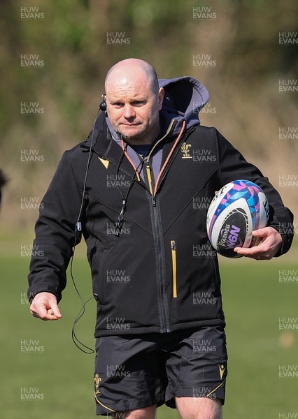 180325 Wales Women Rugby Training - Sean Lynn, Wales Women head coach during a Wales training session ahead of the opening Women’s Six Nations match against Scotland