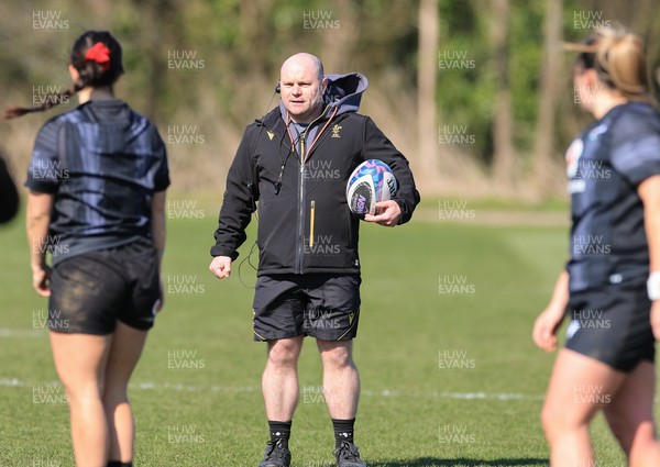 180325 Wales Women Rugby Training - Sean Lynn, Wales Women head coach during a Wales training session ahead of the opening Women’s Six Nations match against Scotland