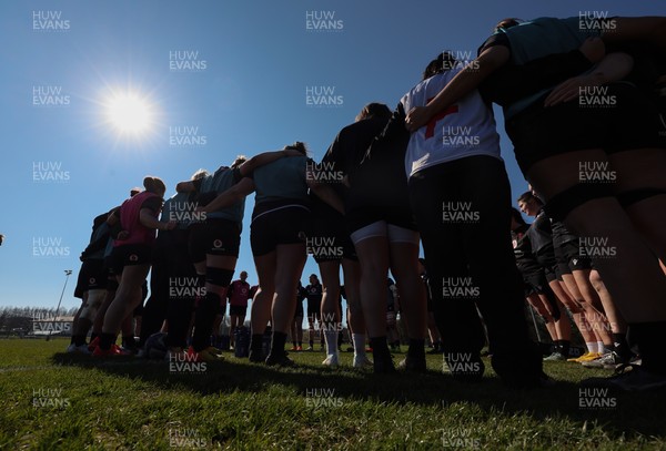 180325 Wales Women Rugby Training -  Wales Women warm up during a Wales training session ahead of the opening Women’s Six Nations match against Scotland