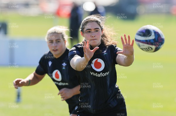 180325 Wales Women Rugby Training - Gwennan Hopkins and Molly Reardon during a Wales training session ahead of the opening Women’s Six Nations match against Scotland