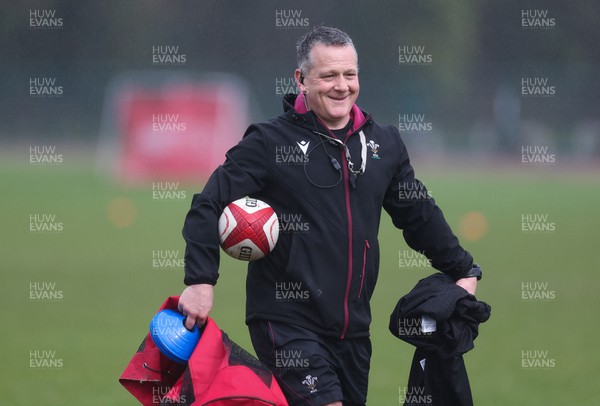 190324 - Wales Women Rugby Training - Shaun Connor, Wales Women attack coach, during training session ahead of the start of the Women’s 6 Nations