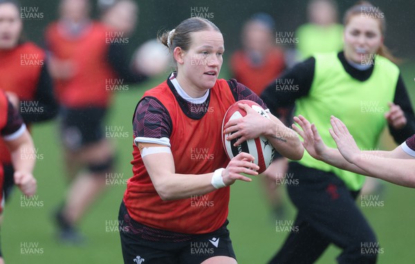 190324 - Wales Women Rugby Training - Carys Cox during training session ahead of the start of the Women’s 6 Nations