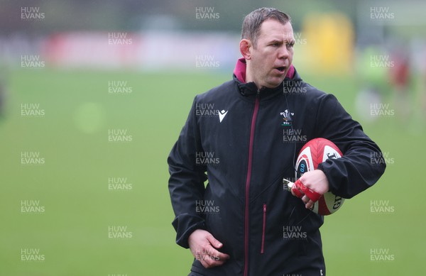190324 - Wales Women Rugby Training - Ioan Cunningham, Wales Women head coach, during training session ahead of the start of the Women’s 6 Nations