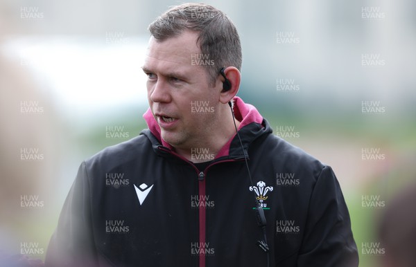 190324 - Wales Women Rugby Training - Ioan Cunningham, Wales Women head coach, during training session ahead of the start of the Women’s 6 Nations