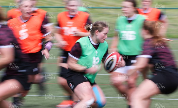 190424 - Wales Women Rugby training session - Carys Cox during a training session ahead of Wales’ Guinness 6 Nations match against France