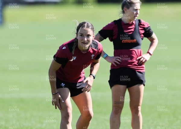 191023 - Wales Women Rugby Training Session - Jazz Joyce and Keira Bevan during a training session ahead of Wales’ opening match of WXV1 against Canada