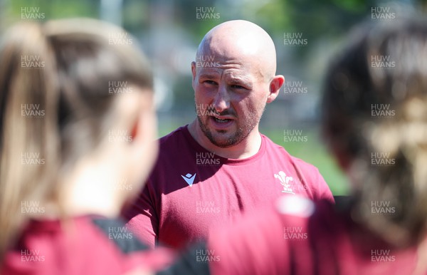 191023 - Wales Women Rugby Training Session - Forwards coach Mike Hill during a training session ahead of Wales’ opening match of WXV1 against Canada