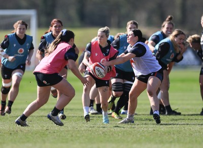 200325  Wales Women Rugby Training Session - Keira Bevan during training session ahead of the opening match of the Women’s 6 Nations against Scotland