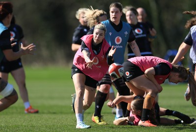 200325  Wales Women Rugby Training Session - Keira Bevan during training session ahead of the opening match of the Women’s 6 Nations against Scotland