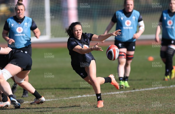 200325  Wales Women Rugby Training Session - Meg Davies during training session ahead of the opening match of the Women’s 6 Nations against Scotland