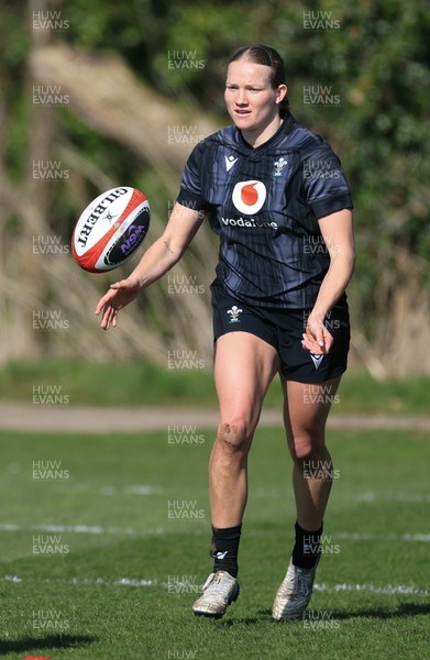 200325  Wales Women Rugby Training Session - Carys Cox during training session ahead of the opening match of the Women’s 6 Nations against Scotland