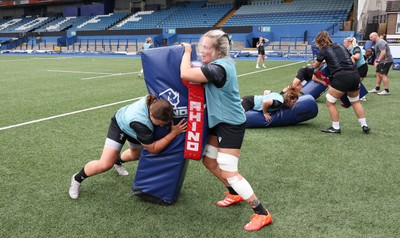 200625 - Wales Women Rugby Training Session -  Lleucu George and Alex Callender during a training session in the build up to the two tests against Australia and the Women’s Rugby World Cup