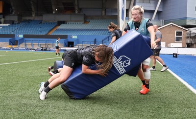 200625 - Wales Women Rugby Training Session -  Kayleigh Powell and Alex Callender during a training session in the build up to the two tests against Australia and the Women’s Rugby World Cup