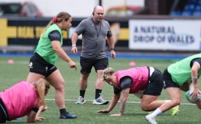 200625 - Wales Women Rugby Training Session -  Sean Lynn, Wales Women head coach during a training session in the build up to the two tests against Australia and the Women’s Rugby World Cup