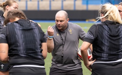 200625 - Wales Women Rugby Training Session - Sean Lynn, Wales Women head coach during a training session in the build up to the two tests against Australia and the Women’s Rugby World Cup