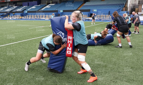 200625 - Wales Women Rugby Training Session -  Lleucu George and Alex Callender during a training session in the build up to the two tests against Australia and the Women’s Rugby World Cup
