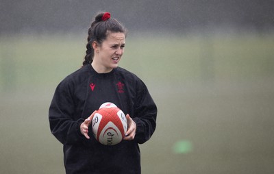 210323 - Wales Women Rugby Training Session - Ffion Lewis during a training session ahead of Wales’ opening Women’s 6 Nations match against Ireland