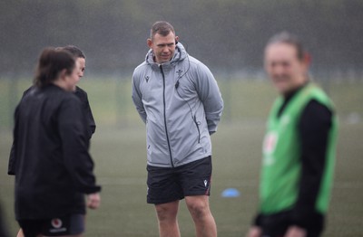 210323 - Wales Women Rugby Training Session - Head coach Ioan Cunningham during a training session ahead of Wales’ opening Women’s 6 Nations match against Ireland