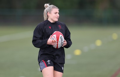 210323 - Wales Women Rugby Training Session - Lowri Norkett during a training session ahead of Wales’ opening Women’s 6 Nations match against Ireland