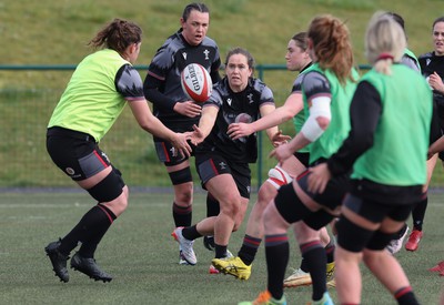 210323 - Wales Women Rugby Training Session - Kat Evans during a training session ahead of Wales’ opening Women’s 6 Nations match against Ireland