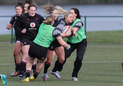 210323 - Wales Women Rugby Training Session - Lowri Norkett during a training session ahead of Wales’ opening Women’s 6 Nations match against Ireland