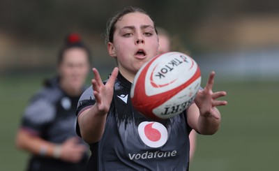 210323 - Wales Women Rugby Training Session - Amelia Tutt during a training session ahead of Wales’ opening Women’s 6 Nations match against Ireland