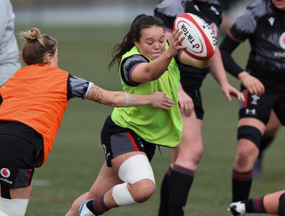 210323 - Wales Women Rugby Training Session - Jenna De Vera during a training session ahead of Wales’ opening Women’s 6 Nations match against Ireland