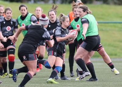 210323 - Wales Women Rugby Training Session - Elinor Snowsill during a training session ahead of Wales’ opening Women’s 6 Nations match against Ireland